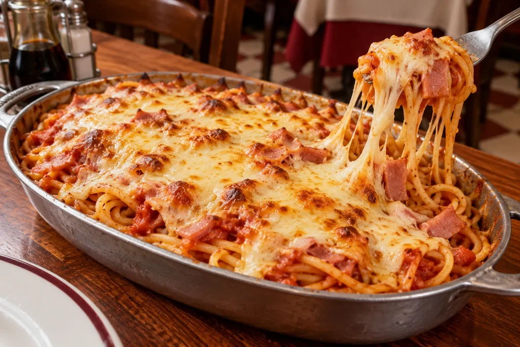 Spaghetti, Cuban style at a Cuban pizzeria
